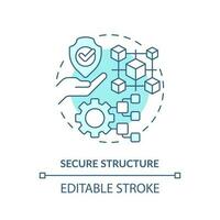 Secure structure turquoise concept icon. Protection of customers data. DAO element abstract idea thin line illustration. Isolated outline drawing. Editable stroke vector