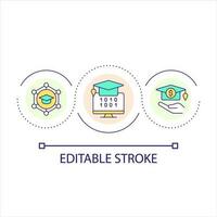 E learning program loop concept icon. Online education sources. Digital networks for students abstract idea thin line illustration. Isolated outline drawing. Editable stroke vector