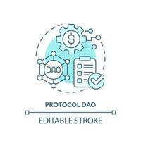 Protocol DAO turquoise concept icon. Decentralized autonomous organizations type abstract idea thin line illustration. Isolated outline drawing. Editable stroke vector