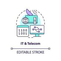 IT and telecom concept icon. Communications. Version control system end user industry abstract idea thin line illustration. Isolated outline drawing. Editable stroke vector