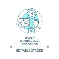 Revising employee value proposition turquoise concept icon. DEI workplace initiative abstract idea thin line illustration. Isolated outline drawing. Editable stroke vector