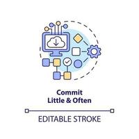 Commit little and often concept icon. Source code management best practice abstract idea thin line illustration. Isolated outline drawing. Editable stroke vector