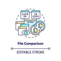 File comparison concept icon. Identify differences. Version control benefit abstract idea thin line illustration. Isolated outline drawing. Editable stroke vector