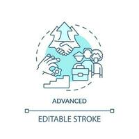 Advanced turquoise concept icon. Development level. DEI program maturity stage abstract idea thin line illustration. Isolated outline drawing. Editable stroke vector