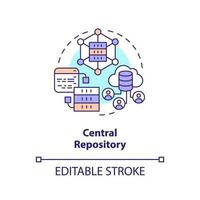 Central repository concept icon. All data storage. Version control advantage abstract idea thin line illustration. Isolated outline drawing. Editable stroke vector