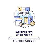 Working from latest version concept icon. Source code management best practice abstract idea thin line illustration. Isolated outline drawing. Editable stroke vector