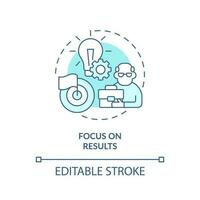 Focus on results turquoise concept icon. Younger managers with older employees abstract idea thin line illustration. Isolated outline drawing. Editable stroke vector