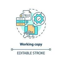 Working copy concept icon. Project files for editing. Source control strategy abstract idea thin line illustration. Isolated outline drawing. Editable stroke vector