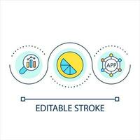 Brand development loop concept icon. Creating strategy. Statistical research. Data analysis abstract idea thin line illustration. Isolated outline drawing. Editable stroke vector