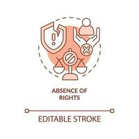 Absence of rights red concept icon. Factor that contribute to modern slavery abstract idea thin line illustration. Isolated outline drawing. Editable stroke vector