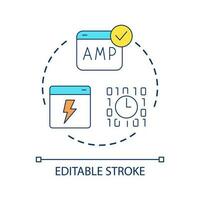 Faster load speed concept icon. Web development trend. Website performance. Accelerated mobile pages abstract idea thin line illustration. Isolated outline drawing. Editable stroke vector