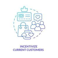 Incentivize current customers blue gradient concept icon. Marketing strategy. Finding consumers tip abstract idea thin line illustration. Isolated outline drawing vector