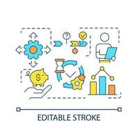 Building strategy concept icon. Analyse statistical data. Business development. Management process abstract idea thin line illustration. Isolated outline drawing. Editable stroke vector