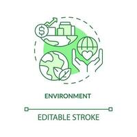 Environment green concept icon. Global goals. Pillar of inclusive development index abstract idea thin line illustration. Isolated outline drawing. Editable stroke vector