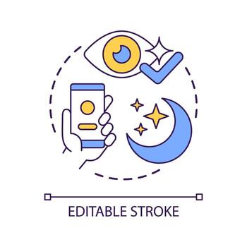 Dark mode standardization concept icon. Eye health in digital age. Web development trend abstract idea thin line illustration. Isolated outline drawing. Editable stroke vector