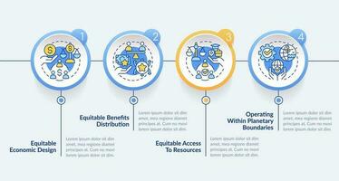 Attributes of inclusive economy circle infographic template. Data visualization with 4 steps. Editable timeline info chart. Workflow layout with line icons vector