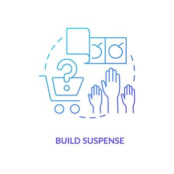Build suspense blue gradient concept icon. Startup marketing. Finding first consumers strategy abstract idea thin line illustration. Isolated outline drawing vector