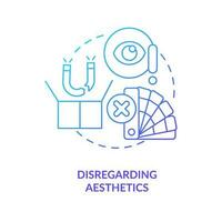 Disregarding aesthetics blue gradient concept icon. Frequent brand mistake to avoid. Finding new clients abstract idea thin line illustration. Isolated outline drawing vector
