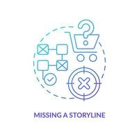 Missing storyline blue gradient concept icon. Frequent company mistake to avoid. Finding new consumers abstract idea thin line illustration. Isolated outline drawing vector