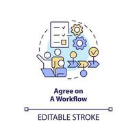 Agree on workflow concept icon. Source code management best practice abstract idea thin line illustration. Isolated outline drawing. Editable stroke vector