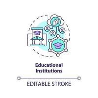 Educational institutions concept icon. Version control system end user industry abstract idea thin line illustration. Isolated outline drawing. Editable stroke vector