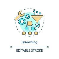 Branching concept icon. Software configuration management. Source control strategy abstract idea thin line illustration. Isolated outline drawing. Editable stroke vector