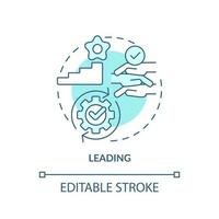 Leading turquoise concept icon. Sustainable approach. DEI program maturity stage abstract idea thin line illustration. Isolated outline drawing. Editable stroke vector