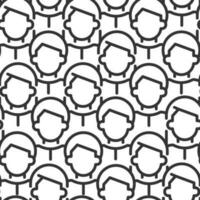 People abstract seamless pattern. Crowd. Editable vector shapes on white background. Trendy texture with cartoon linear icons. Design with graphic elements for interior, fabric, website decoration