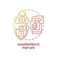 Inappropriate pop-ups red gradient concept icon. Spam advertisements. Hacking attack. Adware and viruses abstract idea thin line illustration. Isolated outline drawing vector