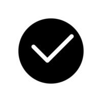 Tick in circle black glyph ui icon. Approval checkmark symbol. Voting button. User interface design. Silhouette symbol on white space. Solid pictogram for web, mobile. Isolated vector illustration