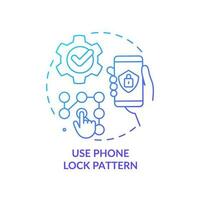 Use phone lock pattern blue gradient concept icon. Smartphone graphic key. Reliable access. Strong password abstract idea thin line illustration. Isolated outline drawing vector