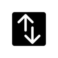 Up and down directions black glyph ui icon. Webpage control instruments. User interface design. Silhouette symbol on white space. Solid pictogram for web, mobile. Isolated vector illustration