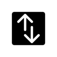 Up and down directions black glyph ui icon. Webpage control instruments. User interface design. Silhouette symbol on white space. Solid pictogram for web, mobile. Isolated vector illustration