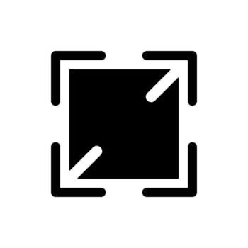 Screen enlarging black glyph ui icon. Display size changing tool. Control panel. User interface design. Silhouette symbol on white space. Solid pictogram for web, mobile. Isolated vector illustration