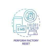 Factory setting blue gradient concept icon. Erase content. Delete data. Fix hacked smartphone abstract idea thin line illustration. Isolated outline drawing vector