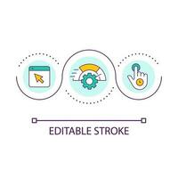 First input delay loop concept icon. Website speed reaction. Site productivity. Web development trend abstract idea thin line illustration. Isolated outline drawing. Editable stroke vector