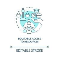 Equitable access to resources turquoise concept icon. Attribute of inclusive growth abstract idea thin line illustration. Isolated outline drawing. Editable stroke vector