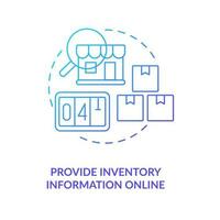 Provide inventory information online blue gradient concept icon. Customer loyalty. Find new clients in retail abstract idea thin line illustration. Isolated outline drawing vector