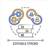 Reading tips concept icon. Book club. Optimize learning process. Make notes. Create bookmarks abstract idea thin line illustration. Isolated outline drawing. Editable stroke vector