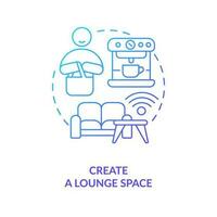 Create lounge space blue gradient concept icon. Consumer experience. Attract more consumers to retail point abstract idea thin line illustration. Isolated outline drawing vector