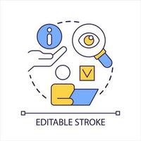 Searching information concept icon. Data research. Internet browsing. Find solution. Complete task abstract idea thin line illustration. Isolated outline drawing. Editable stroke vector