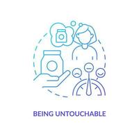 Being untouchable blue gradient concept icon. Common marketing mistake to avoid. Finding new clients abstract idea thin line illustration. Isolated outline drawing vector