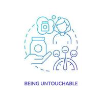 Being untouchable blue gradient concept icon. Common marketing mistake to avoid. Finding new clients abstract idea thin line illustration. Isolated outline drawing vector