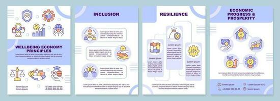 Wellbeing economy principles brochure template. Leaflet design with linear icons. Editable 4 vector layouts for presentation, annual reports