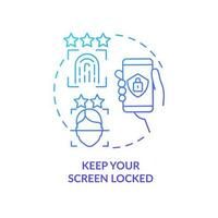 Keep your screen locked blue gradient concept icon. Thumbprint scanner. Biometric access abstract idea thin line illustration. Isolated outline drawing vector