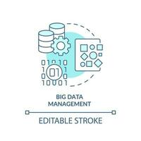 Big data management turquoise concept icon. Massive information storage abstract idea thin line illustration. Isolated outline drawing. Editable stroke vector