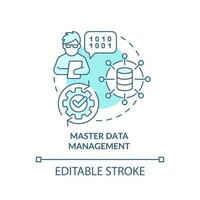 Master data management turquoise concept icon. Information technology abstract idea thin line illustration. Isolated outline drawing. Editable stroke vector