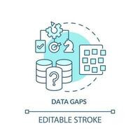 Data gaps turquoise concept icon. Missing information. Database management abstract idea thin line illustration. Isolated outline drawing. Editable stroke vector