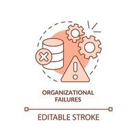 Organizational failures terracotta concept icon. Data management issue abstract idea thin line illustration. Isolated outline drawing. Editable stroke vector