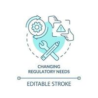 Changing regulatory needs turquoise concept icon. Compliance management abstract idea thin line illustration. Isolated outline drawing. Editable stroke vector